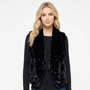 Atina Cristina black faux fur sweater cardigan size small